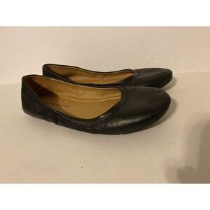 LUCKY BRAND Women's Black Flats Sz 7 Emmie Leather Round Toe Ballet Business